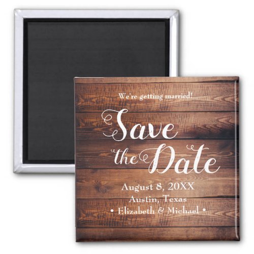 Save the date Printed Wood Rustic wedding Magnet