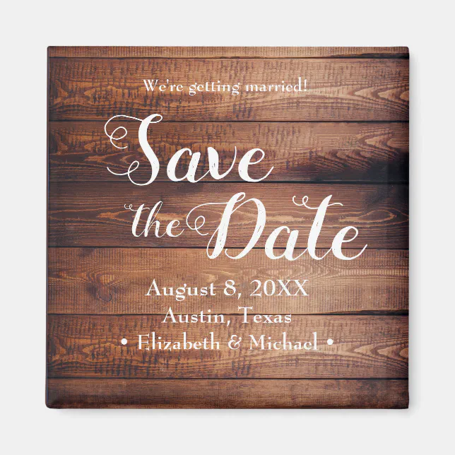 Save the date Printed Wood Rustic wedding Magnet | Zazzle