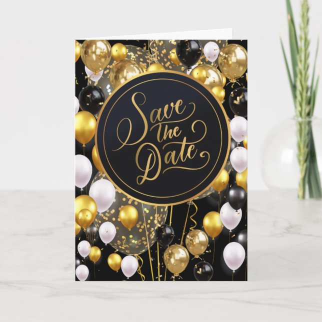 Save The Date (Proverbs 18:22) Black/Gold/White Card (Front)