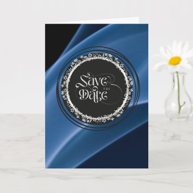Save The Date (Proverbs 18:22) Blue/Black/Silver Card (Small Plant)