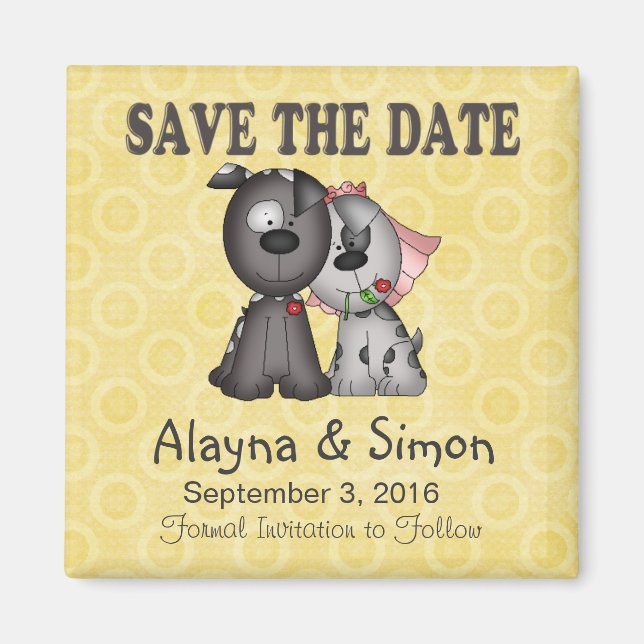 Save the Date Puppies Magnet (Front)