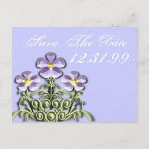 Save The Date - Purple and Yellow Daisies Announcement Postcard