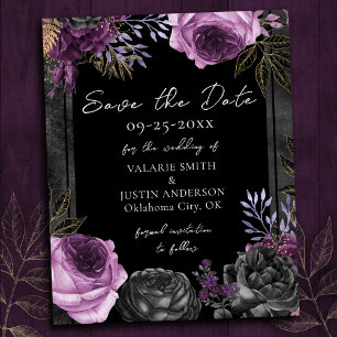 Save the Date Purple Black Gothic Wedding