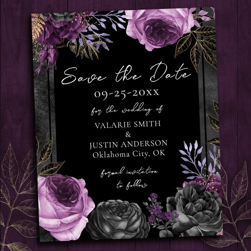 Save the Date Purple Black Gothic Wedding 