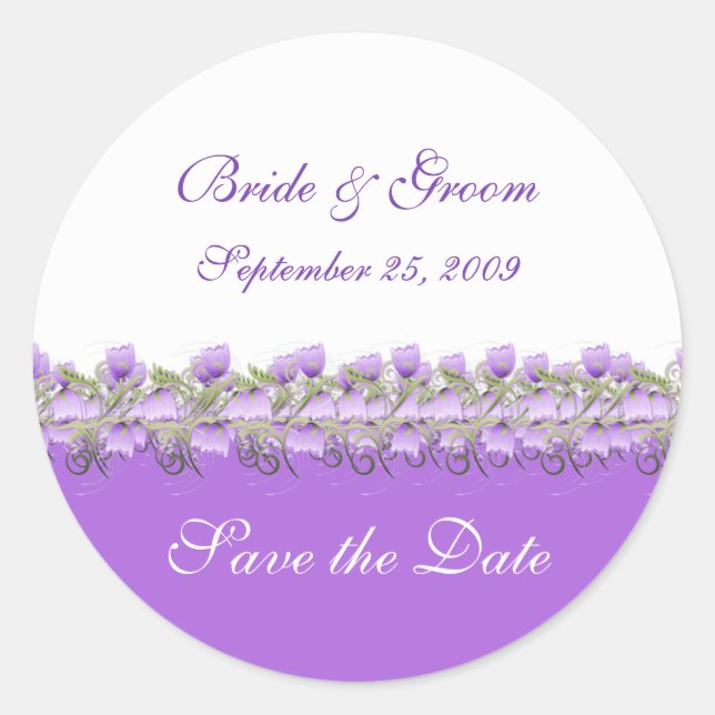 Save the Date - Purple Blooms Sticker (Front)
