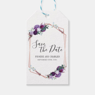 Save The Date Purple Floral Gift Tags