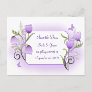 Save the Date - Purple Flower Garden Postcard