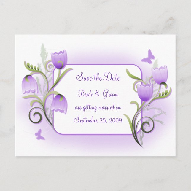Save the Date - Purple Flower Garden Postcard (Front)