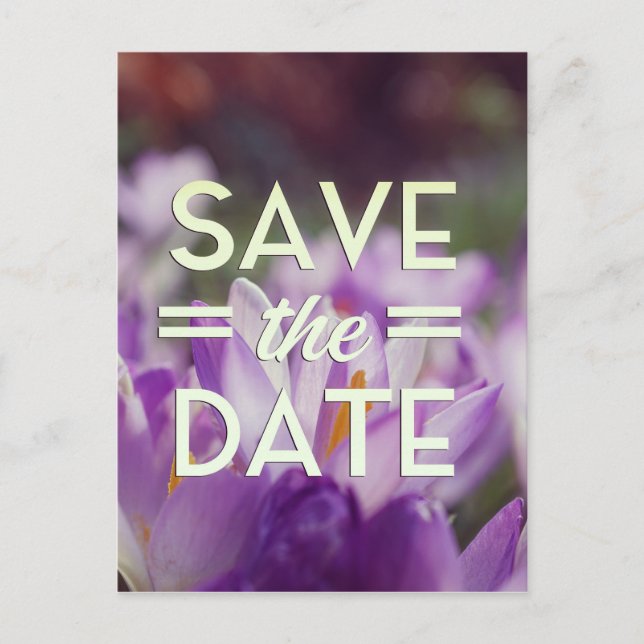 Save the Date Purple Flower Postcard (Front)
