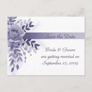 Save the Date Purple Rose Postcard