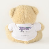 Save The Date Purple Roses Watercolor Teddy Bear (Back)