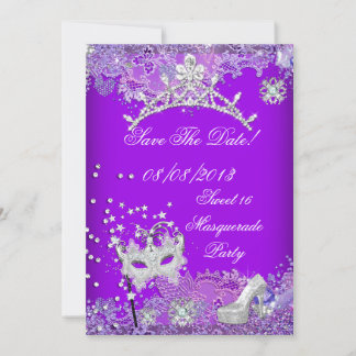 Save The Date Purple Sweet Sixteen 16 Masquerade 2