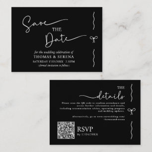 Save The Date QR Code Black White Monochrome Note Card