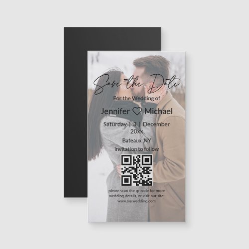 save the date qr code couple photo wedding magnet