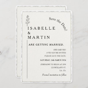 Save the Date QR Code Faux Deckled Edge Wedding Invitation