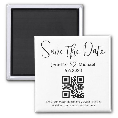  save the date qr code minimalist modern wedding magnet
