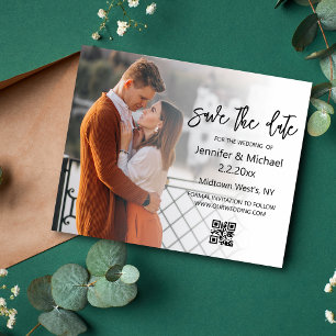 save the date qr code photo wedding invitation flyer