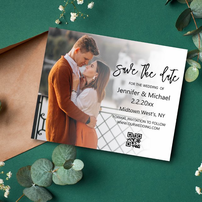  save the date qr code photo wedding invitation  flyer (Creator Uploaded)