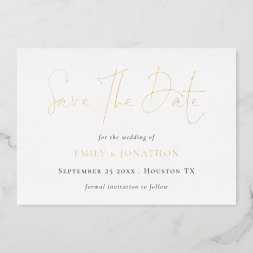 Save The Date QR Code Script Wedding Real   Foil Invitation