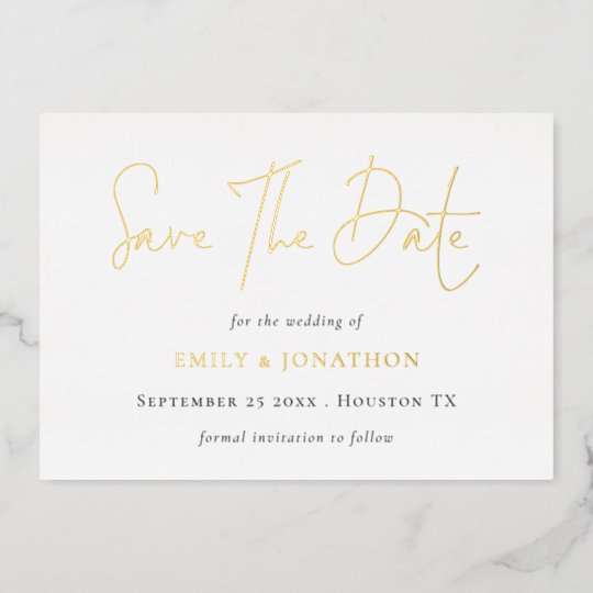 Save The Date QR Code Script Wedding Real Foil Invitation | Zazzle.com