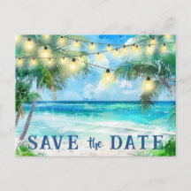 Save The Date QR Code Tropical Beach Announcement