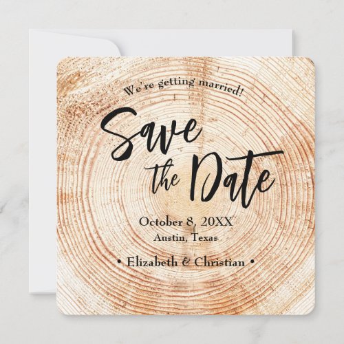 Save the date QR code website Rustic Wood Wedding Invitation