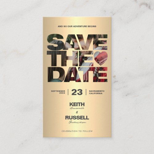Save the Date QR Wedding Website Gold Enclosure Card