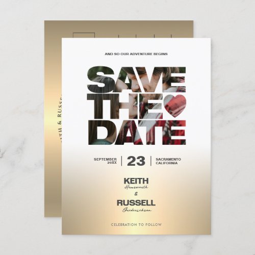 Save the Date QR Wedding Website Gold Postcard