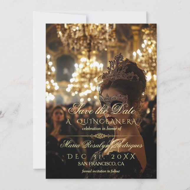 Save the Date Quinceanera Photo  Invitation (Front)