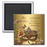 Save The Date Quinceanera Sweet 16 Masquerade Gold Magnet at Zazzle