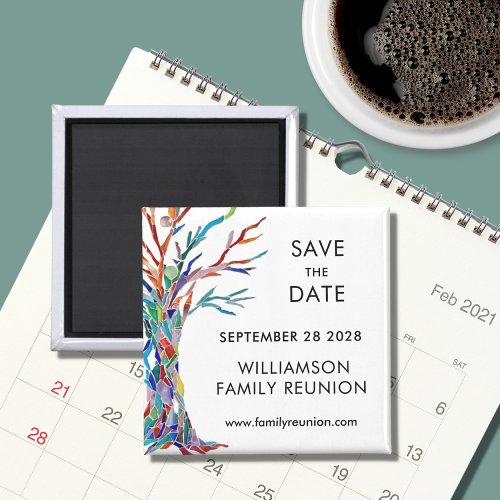 Save The Date Rainbow Tree Family Reunion Magnet