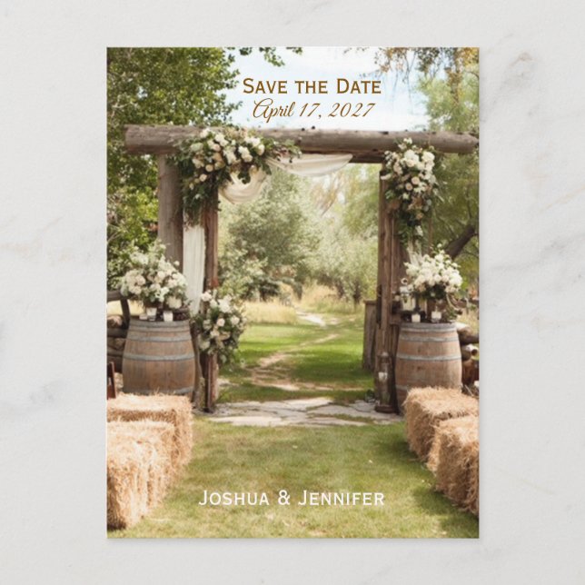 SAVE THE DATE RANCH STYLE WEDDING POSTCARD (Front)