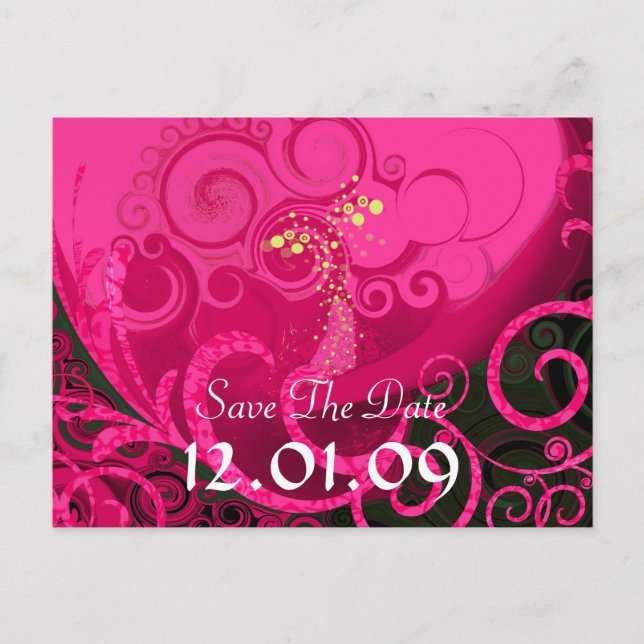 Save the Date Rasberry Cala Lily Postcard (Front)