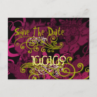 Save the Date- Rasberry Floral Dis... - Customized Announcement Postcard