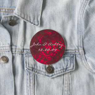 Save the Date Red and Purple Boho Bohemian Button