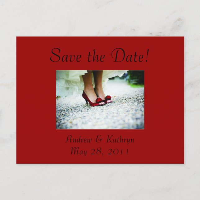 Save the Date, Red Announcement Postcard (Front)