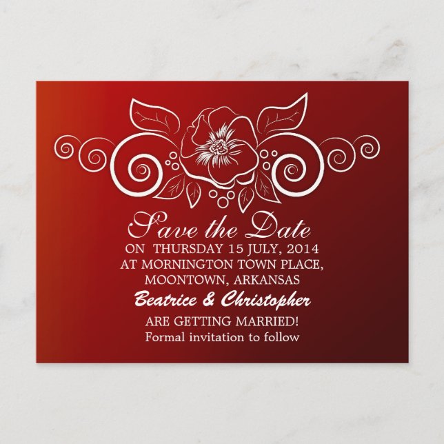save the date red elegant postcards (Front)