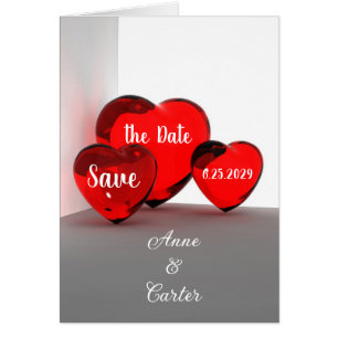 Save the Date Red Hearts Cards