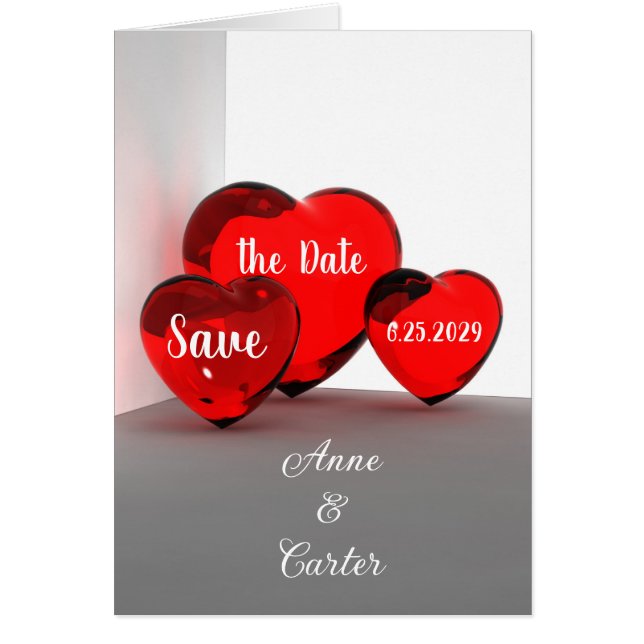 Save the Date Red Hearts Cards (Front)