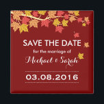 Save The Date Red Maple Leaves Fall Wedding Magnet<br><div class="desc">Save the date magnet with maple leaves falling. Perfect for autumn wedding reception. Vibrant and bright colors of the fall season. Personalize the wording for any occasion with autumn theme. Bridal shower,  baby shower,  birthday,  engagement party or anything. Great as party favors also.</div>