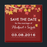 Save The Date Red Maple Leaves Fall Wedding Magnet<br><div class="desc">Save the date magnet with maple leaves falling. Perfect for autumn wedding reception. Vibrant and bright colors of the fall season. Personalize the wording for any occasion with autumn theme. Bridal shower,  baby shower,  birthday,  engagement party or anything. Great as party favors also.</div>
