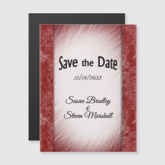 Save the Date Red Marble Columns Magnetic Invitation
