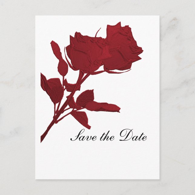 Save the Date Red Rose Template Post Card (Front)