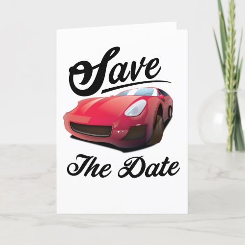 Save the Date Red Sports Car Note Card