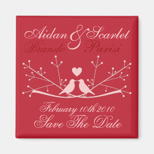 SAVE THE DATE RED WEDDING Magnet Customize