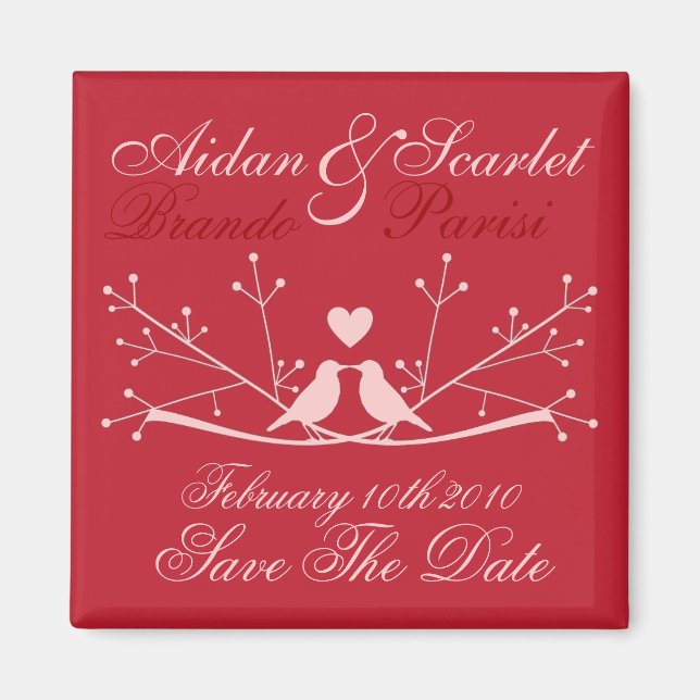 SAVE THE DATE RED WEDDING Magnet Customize (Front)