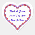 Save the Date Red White and Blue Heart Heart Sticker