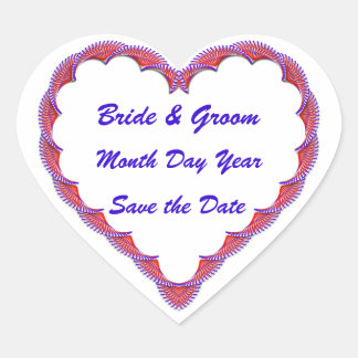 Save the Date Red White and Blue Heart Sticker
