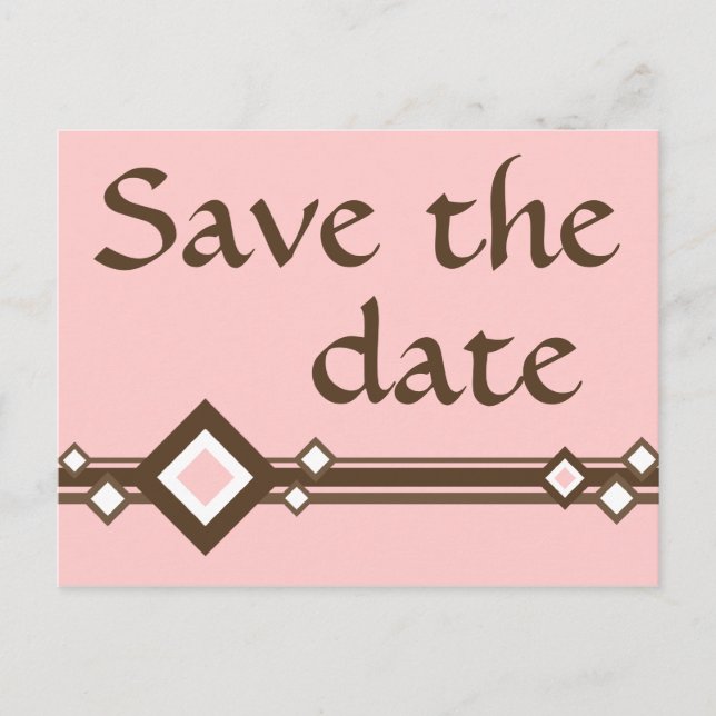 save the date : retro diamonds : announcement postcard (Front)