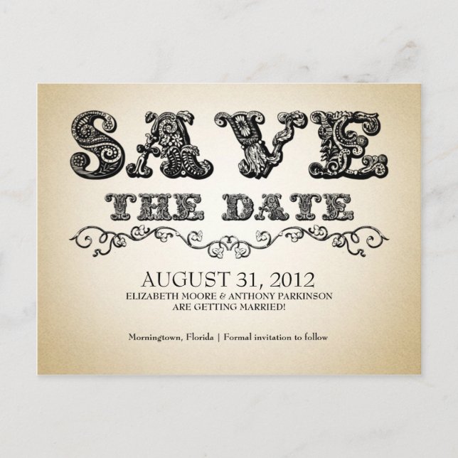 save the date retro vintage postcards (Front)